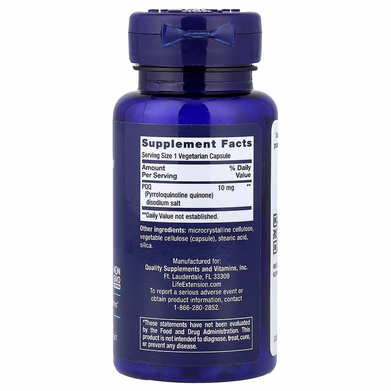 Life Extension, PQQ, 10 mg, 60 Vegetarian Capsules - Image 2