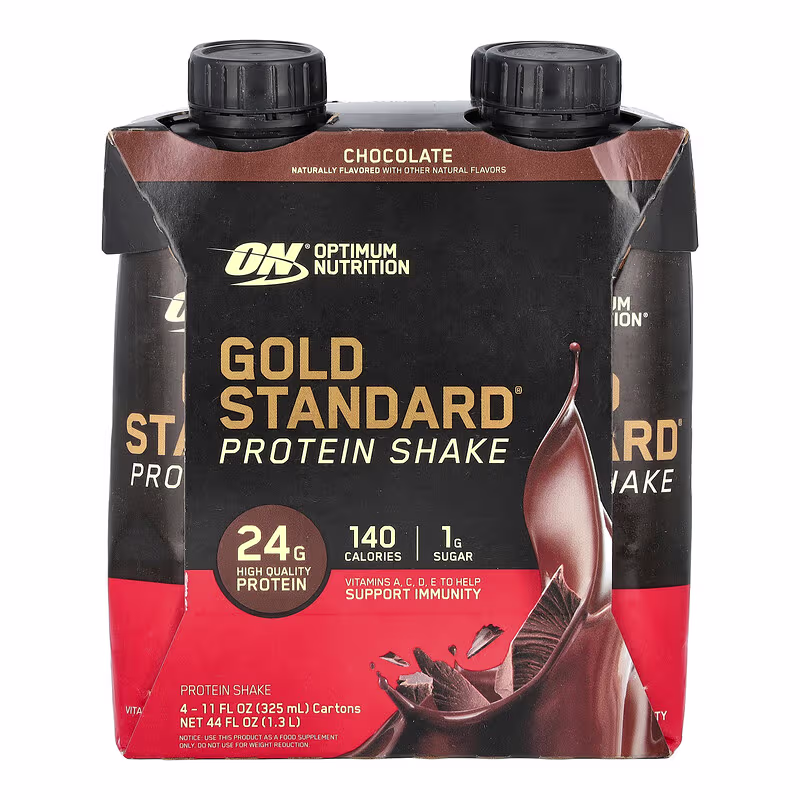 Optimum Nutrition, Gold Standard® Protein Shake, Chocolate, 4 Cartons, 11 fl oz (325 ml) Each
