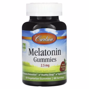 Carlson, Melatonin Gummies, Natural Strawberry, 2.5 mg, 60 Vegetarian Gummies