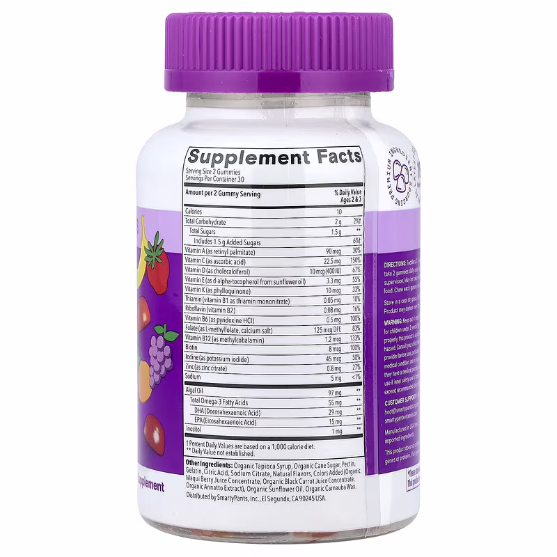 SmartyPants, Toddler Plus, Multi & Omegas, Grape, Orange, & Strawberry Banana, 60 Gummies - Image 2
