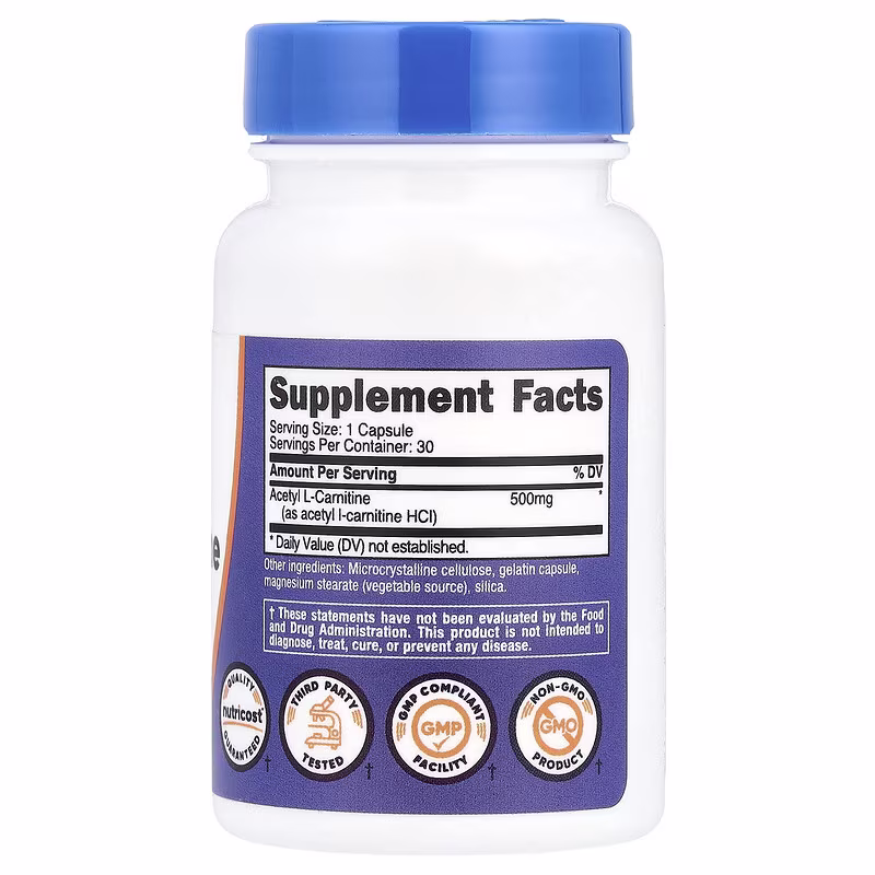 Nutricost, Acetyl L-Carnitine, 500 mg, 30 Capsules - Image 2