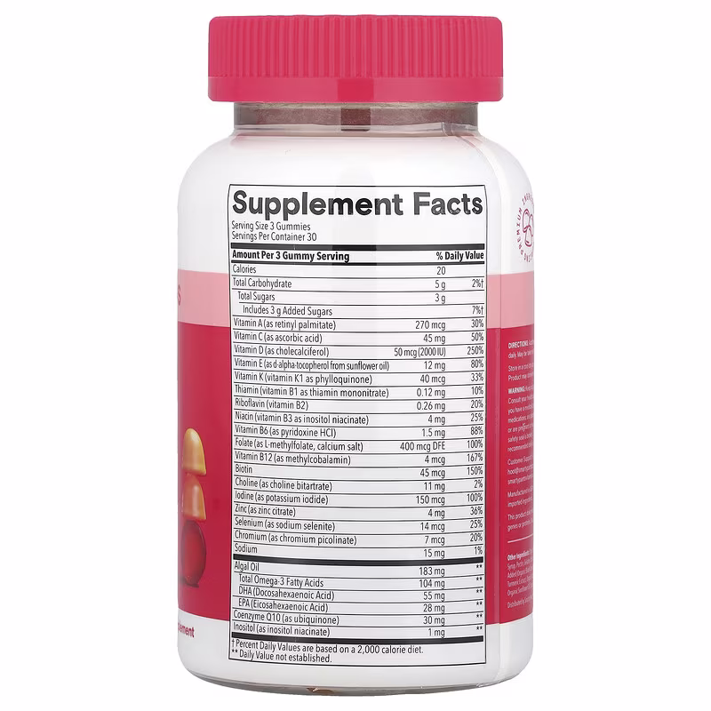 SmartyPants, Women's Plus, Multi & Omegas Gummies, Strawberry, Orange, and Lemon Cream, 90 Gummies - Image 2
