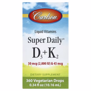 Carlson, Super Daily® D3 + K2, 125 mcg (5,000 IU) & 90 mcg, 0.086 fl oz (2.54 ml)