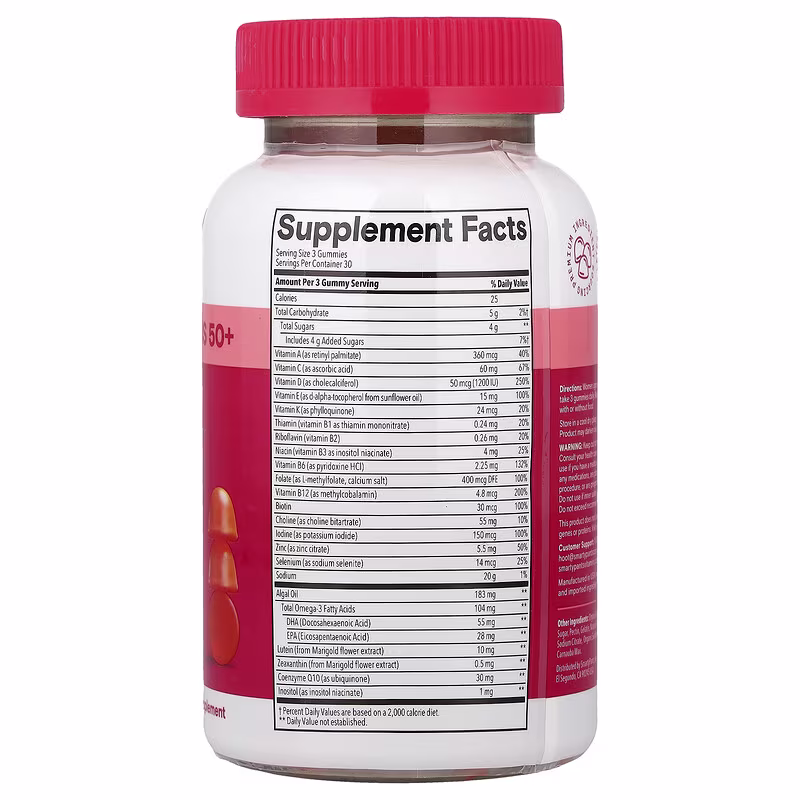 SmartyPants, Women's Plus 50+, Multi & Omegas Gummies, Orange and Mango Orange, 90 Gummies - Image 2