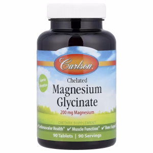 Carlson, Chelated Magnesium Glycinate, 200 mg, 90 Tablets