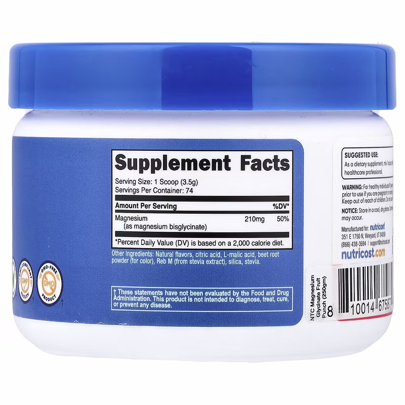 Nutricost, Magnesium Glycinate, Fruit Punch, 8.9 oz (250 g) - Image 2