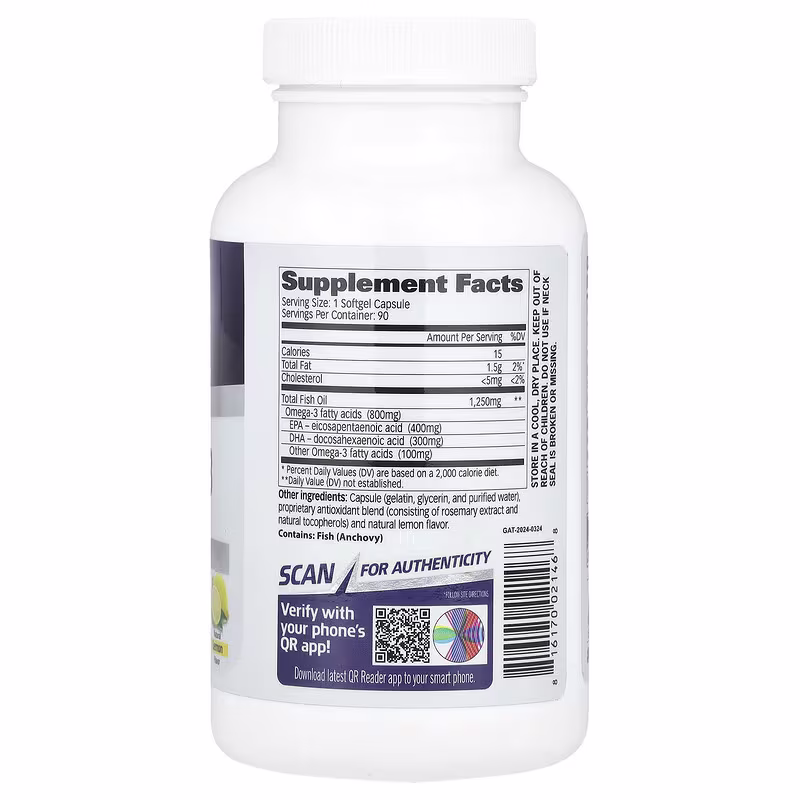 GAT, Sport, Omega-3, Natural Lemon, 90 Softgels - Image 2
