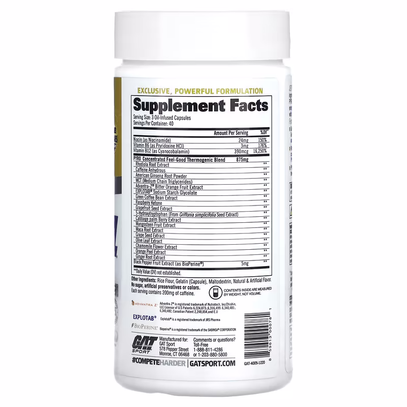 GAT, JETFUEL® PYRO™, 120 Oil-Infused Capsules - Image 2