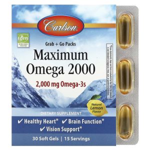 Carlson, Maximum Omega 2000, Natural Lemon, 30 Soft Gels (1,000 mg per Soft Gel)