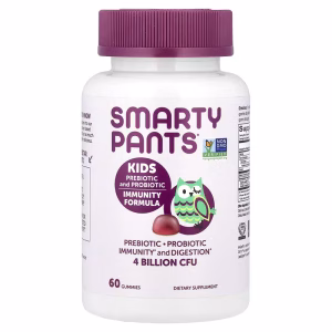 SmartyPants, Kids' Prebiotic and Probiotic Gummies, Immunity Formula, Grape, 60 Gummies (2 Billion CFU per Gummy)