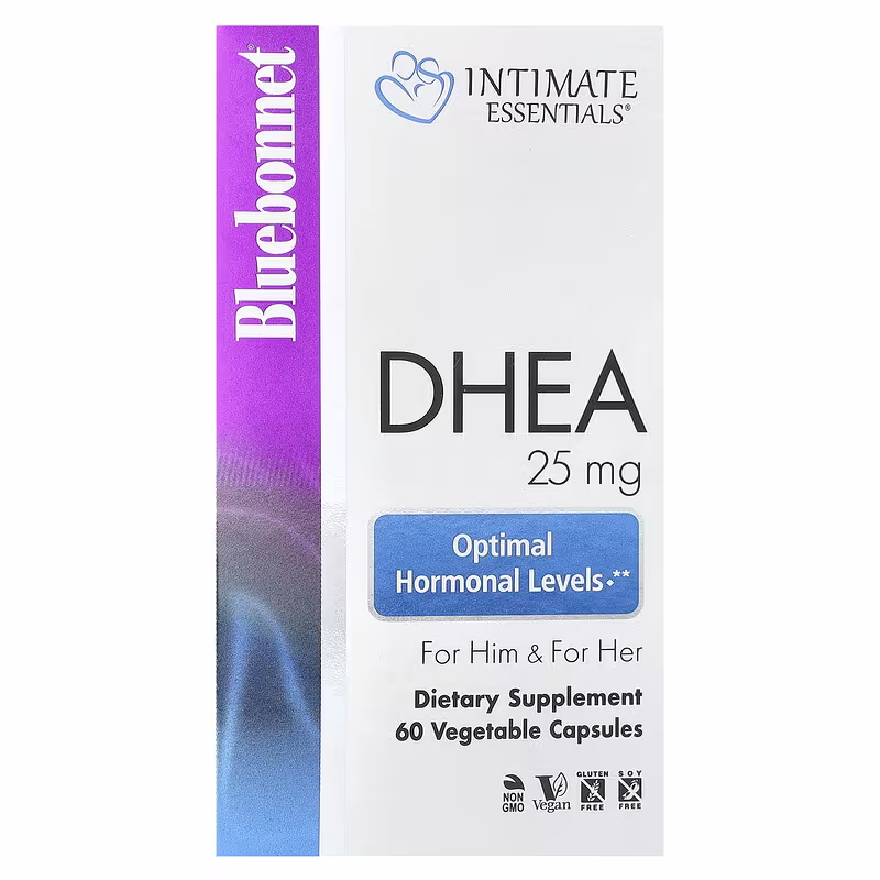 Bluebonnet Nutrition, Intimate Essentials, DHEA, For Him & For Her, 25 mg, 60 Vegetable Capsules