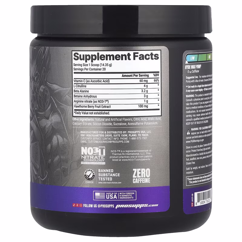 ProSupps, Hyde®, Max Pump, Pre-Workout, Blue Razz, 10.12 oz (286.9 g) - Image 2