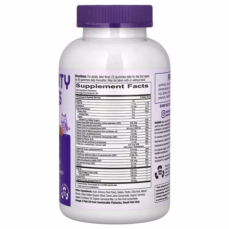 SmartyPants, Adult Formula and Fibre, Lemon, Strawberry Banana, and Orange, 180 Gummies - Image 2