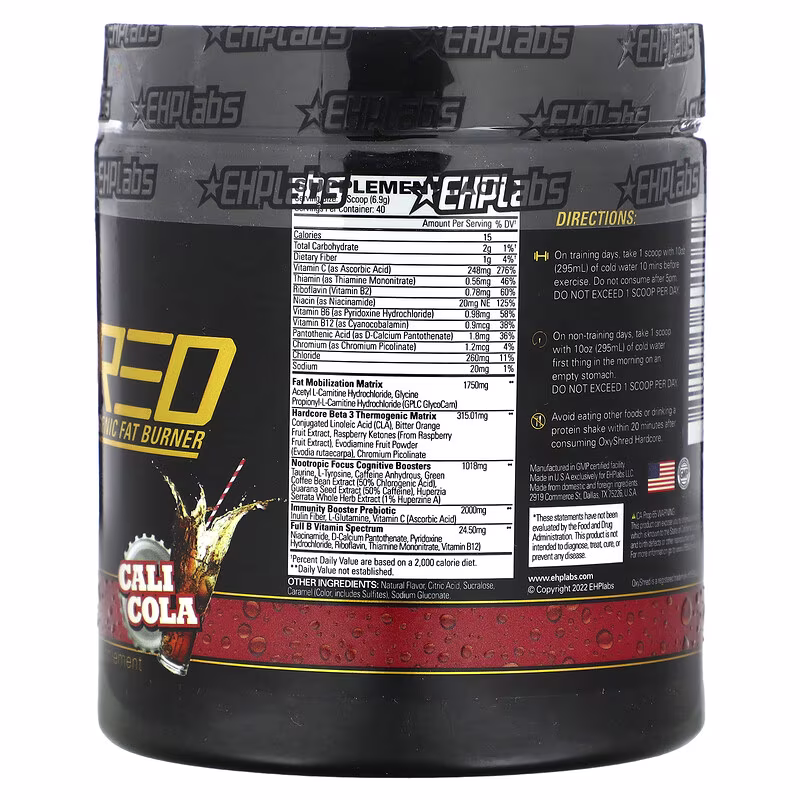 EHPlabs, OxyShred Hardcore, Thermogenic Fat Burner, Cali Cola, 9.74 oz (276 g) - Image 2