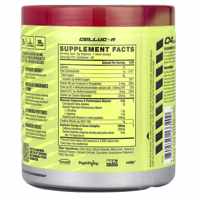 C4 / Cellucor, C4® Original, Pre-Workout, Hawaiian Punch®, Fruit Juicy Red®, 9.5 oz (270 g) - Image 2
