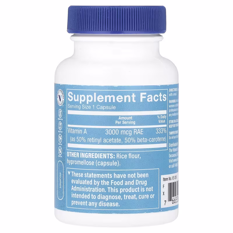 The Vitamin Shoppe, Dry A, 3,000 mcg (10,000 IU), 100 Capsules - Image 2