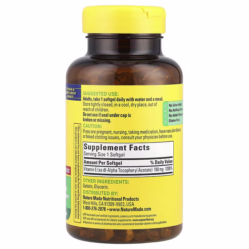 Nature Made, Vitamin E , 180 mg (400 IU), 300 Softgels - Image 2