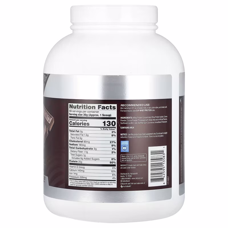 C4 / Cellucor, C4® Whey Protein, Hershey's Milk Chocolate, 5.24 lb (2.38 kg) - Image 2