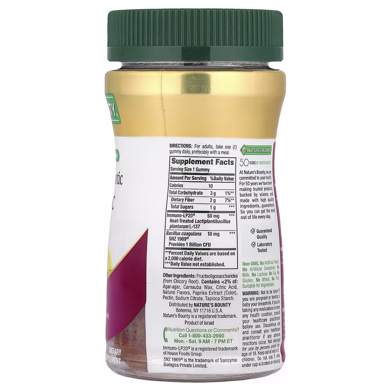 Nature's Bounty, Prebiotic + Postbiotic + Probiotic Gummies, Tropical Mango, 30 Gummies - Image 2