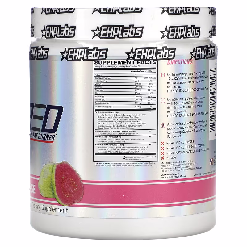 EHPlabs, OxyShred, Thermogenic Fat Burner, Guava Paradise, 9.5 oz (270 g) - Image 2