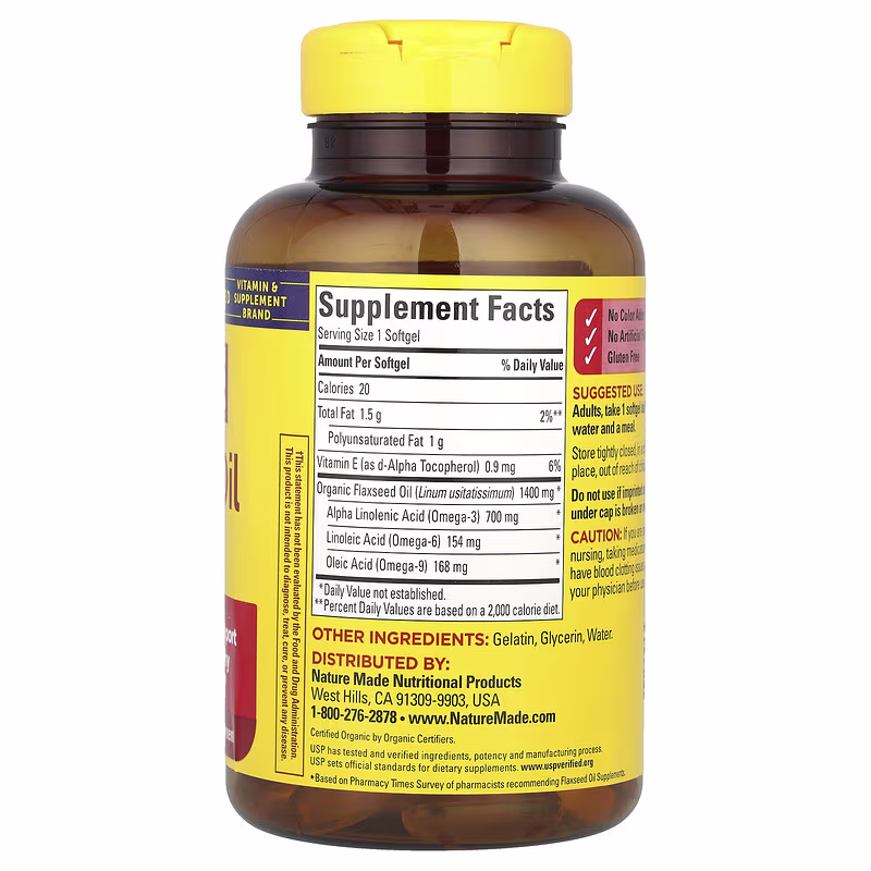 Nature Made, Flaxseed Oil, 100 Softgels - Image 2
