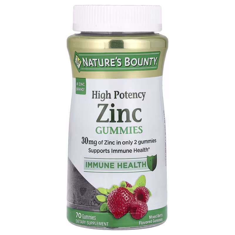 Nature's Bounty, Zinc Gummies, High Potency, Mixed Berry, 70 Gummies (15 mg Per Gummy)