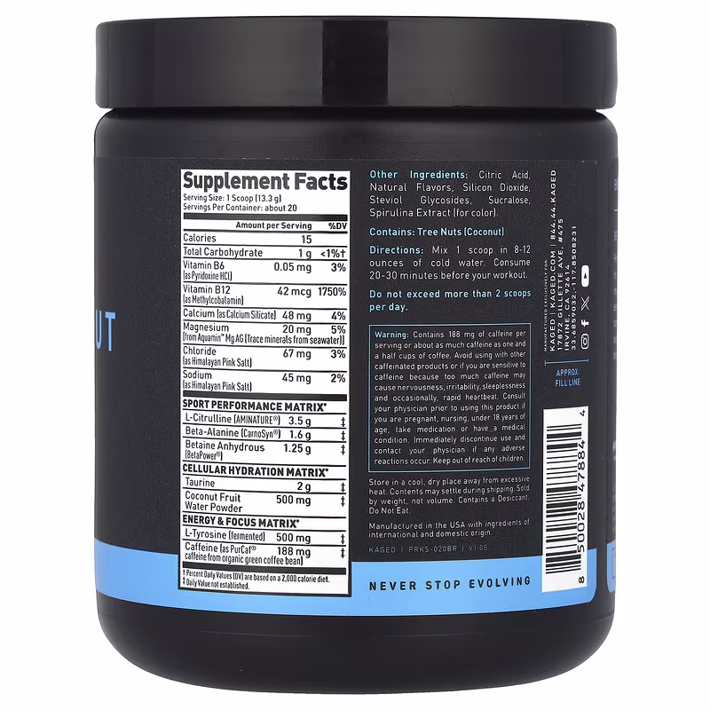 Kaged, Pre-Workout, Sport, Blue Raspberry, 9.38 oz (266 g) - Image 2