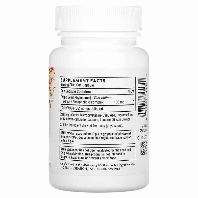 Thorne, Grape Seed Extract, 60 Capsules (100 mg per Capsule) - Image 2