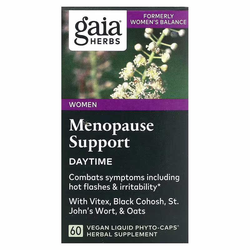 Gaia Herbs, Women, Menopause Support, Daytime, 60 Vegan Liquid Phyto-Caps