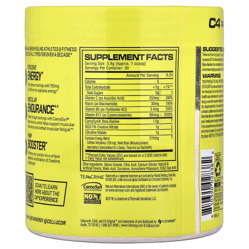C4 / Cellucor, C4® Original, Pre-Workout, Cherry Limeade, 6.1 oz (174 g) - Image 2