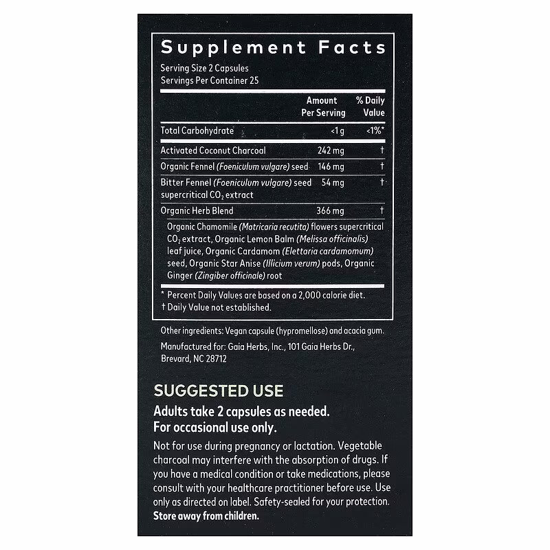 Gaia Herbs, Gas & Bloating™, 50 Vegan Capsules - Image 3