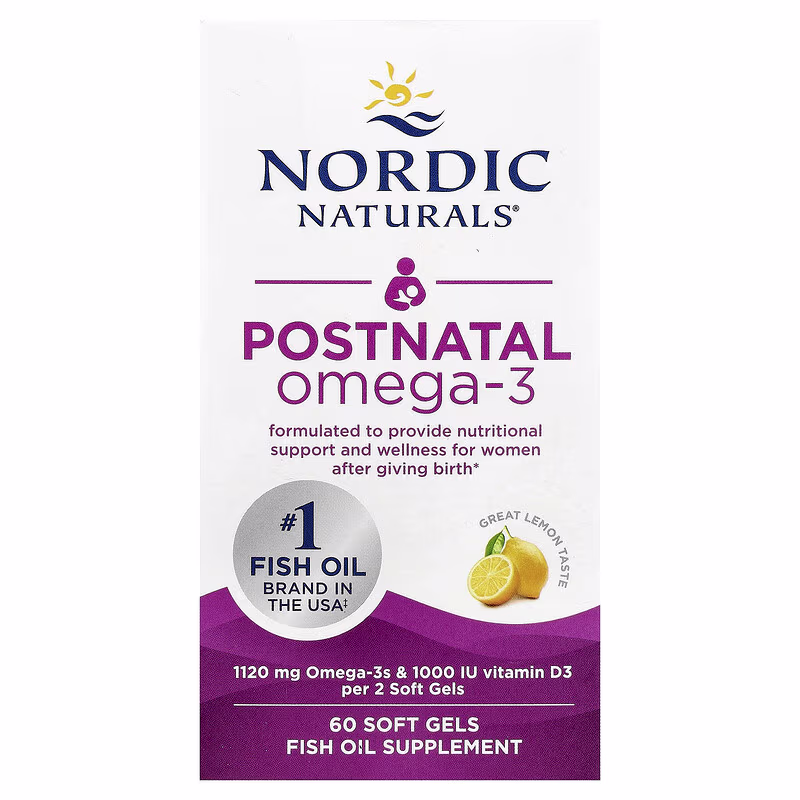 Nordic Naturals, Postnatal Omega-3, Lemon, 60 Soft Gels - Image 2