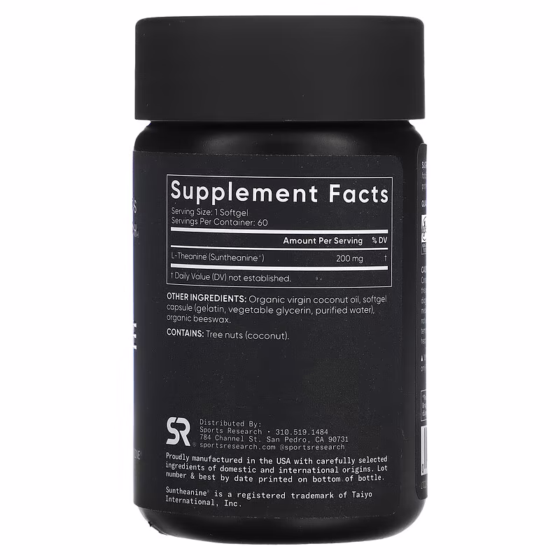 Sports Research, L-Theanine, 200 mg, 60 Softgels - Image 2