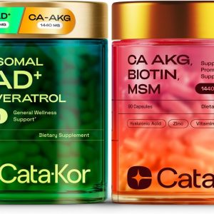 NAD+ Supplement & Ca-AKG Complex - Liposomal NAD+ Supplement with Resveratrol (60 Capsules) & Ca-AKG, MSM, Hyaluronic Acid & Biotin Beauty Complex (90 Capsules) – Third-Party Tested