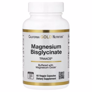 California Gold Nutrition, Magnesium Bisglycinate Chelate, Albion TRAACS®, 60 Veggie Capsules (100 mg per Capsule)