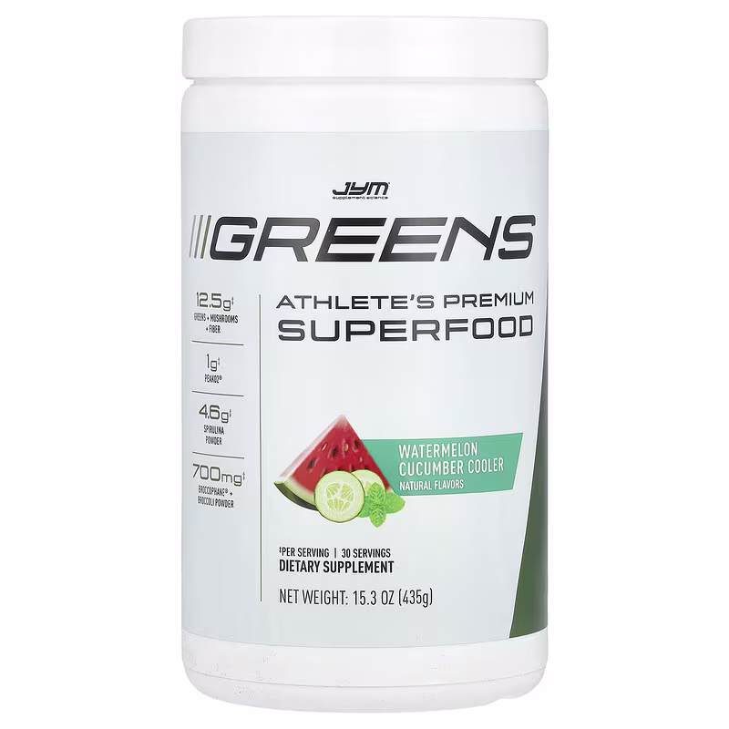 JYM Supplement Science, Greens, Athlete's Premium Superfood, Watermelon Cucumber Cooler, 15.3 oz (435 g)