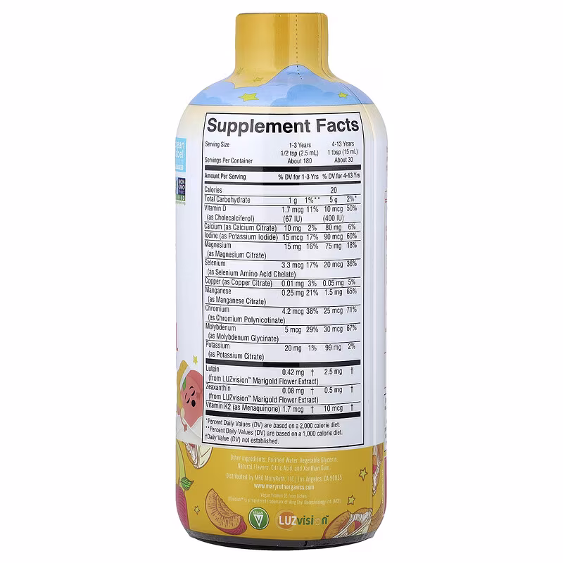 MaryRuth's, Kids, Nighttime Multivitamin With Lutein, Peaches & Cream, 15.22 fl oz (450 ml) - Image 2