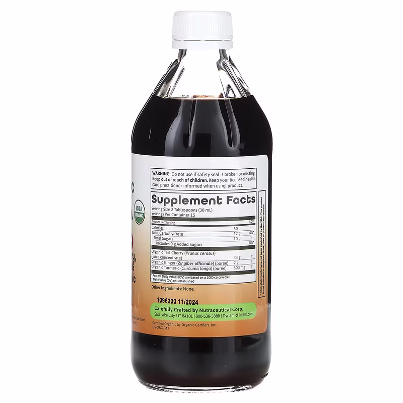 Dynamic Health, Tart Cherry, Turmeric & Ginger Tonic, Glass, 16 fl oz (473 ml) - Image 2