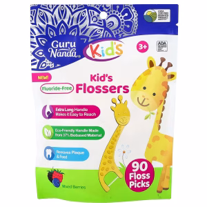 GuruNanda, Kid's Flossers, Ages 3+, Mixed Berries, 90 Floss Picks