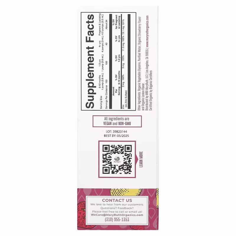 MaryRuth's, Organic Ionic Zinc Liquid Drops, Strawberry Lemon, 3 mg, 4 fl oz (120 ml) - Image 2