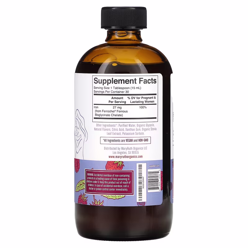 MaryRuth's, Vegan Liquid Iron Prenatal & Postnatal, Berry, 15.22 fl oz (450 ml) - Image 2
