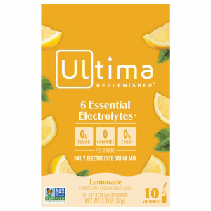 Ultima Replenisher, 6 Essential Electrolytes, Daily Electrolyte Drink Mix, Lemonade, 10 Stickpacks, 0.13 oz (3.7 g) Each
