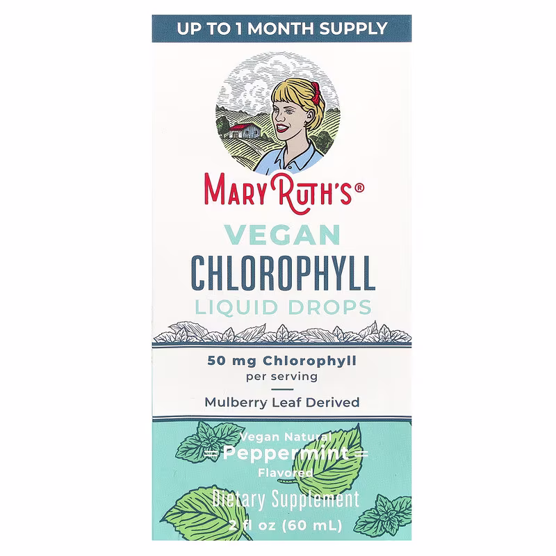 MaryRuth's, Vegan Chlorophyll Liquid Drops, Peppermint , 50 mg , 2 fl oz (60 ml)