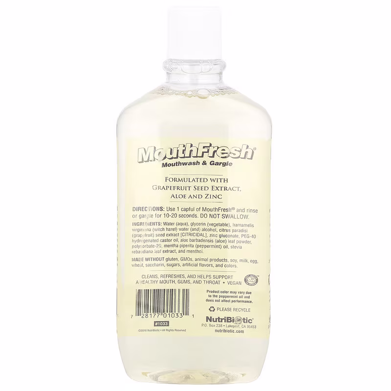 NutriBiotic, Mouth Fresh®, Mouthwash & Gargle, Refreshing Peppermint, 16 fl oz (473 ml) - Image 2