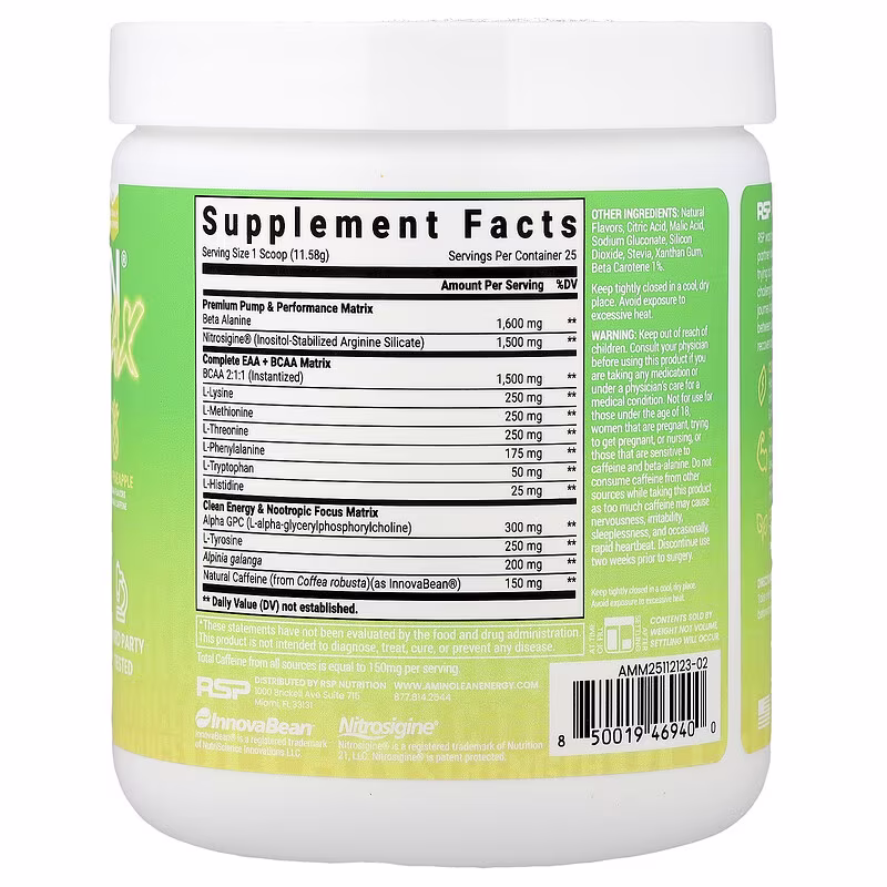 RSP Nutrition, AminoLean® Max, Pre-Workout Energy, Maui Pineapple, 10.21 oz (290 g) - Image 2