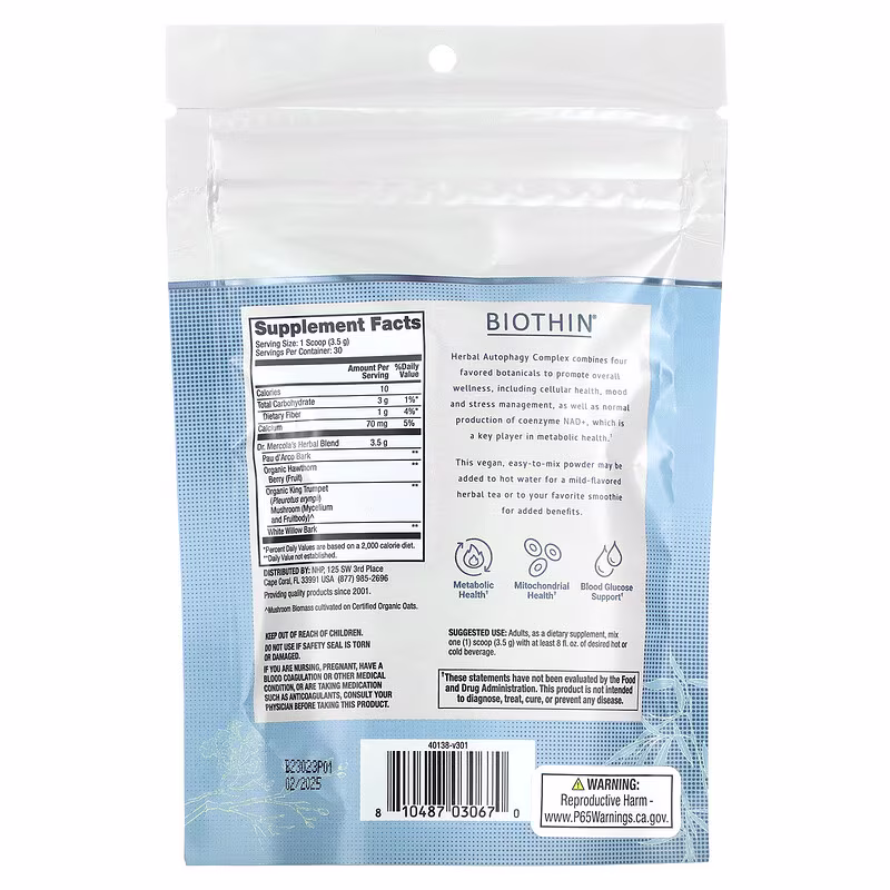Dr. Mercola, Biothin, Herbal Autophagy Complex, 3.7 oz (105 g) - Image 2