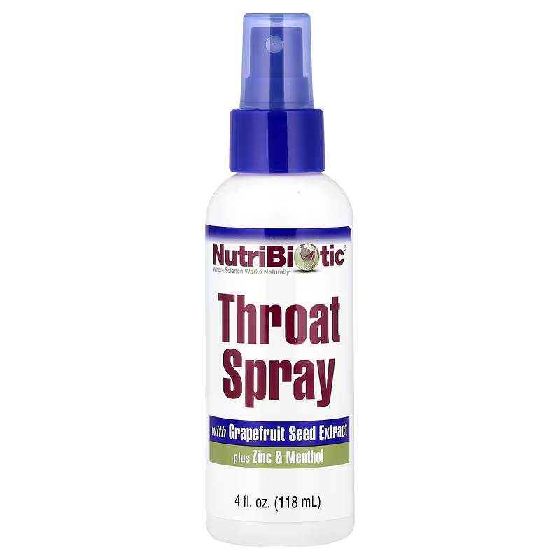 NutriBiotic, Throat Spray with Grapefruit Seed Extract plus Zinc & Menthol, 4 fl oz (118 ml)