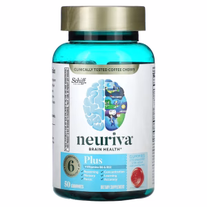 Schiff, Neuriva® Brain Health Gummies, Plus Vitamins B6 & B12, Strawberry, 50 Gummies