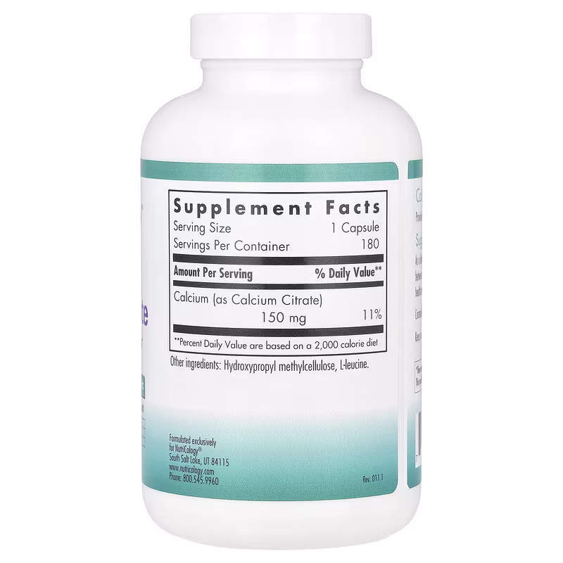 Nutricology, Calcium Citrate, 150 mg , 180 Vegetarian Capsules - Image 2