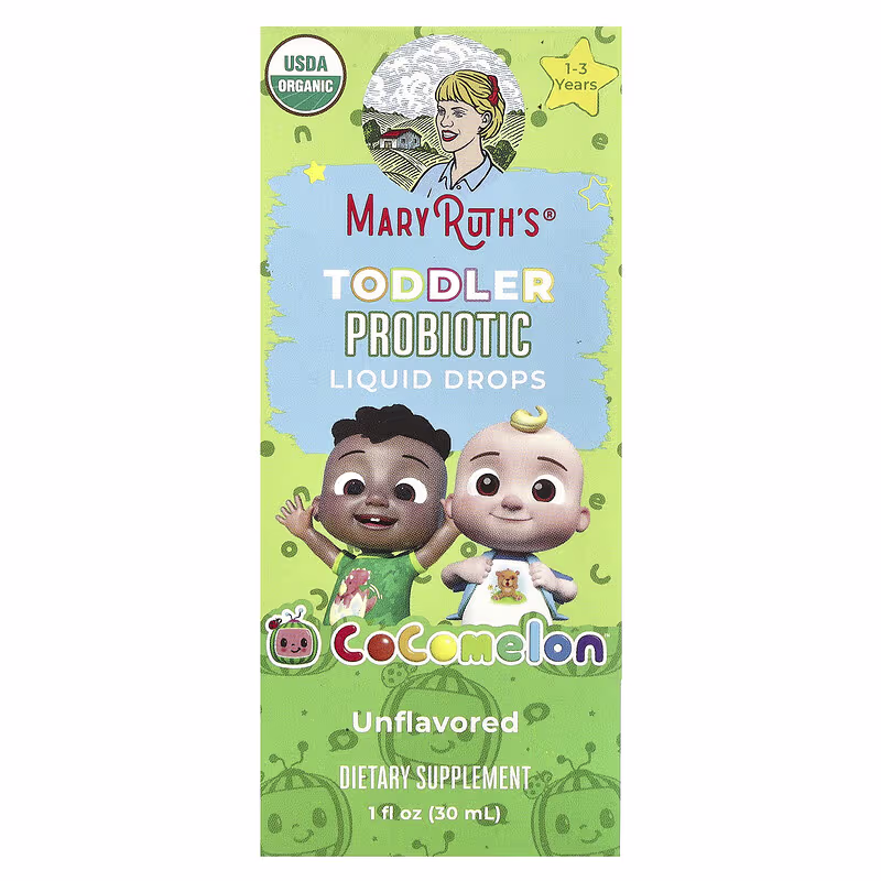 MaryRuth's, Toddler Probiotic Liquid Drops, Cocomelon™, For Ages 1-3 Years, Unflavored, 1 fl oz (30 ml)
